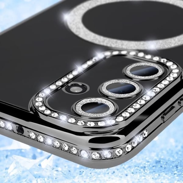 Diamond Case til Samsung Galaxy A15 MagSafe Contour Rhinestone Sort - AVIZAR - Stiv - Syntetisk - Blandet Svart