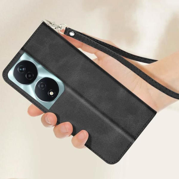 Kotelo Honor 90 Smart Flip Wallet -tukirannekkeelle, musta Svart