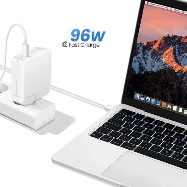 Lader til MacBook Pro 13'' M1 (2020) USB-C 96W + Kabel 1,8m Hvid Vit