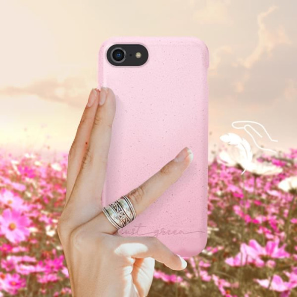 iPhone 6, 6S, 7, 8, SE 2020, SE 2022 kierrätettävä kotelo Just Green Rose Rosa