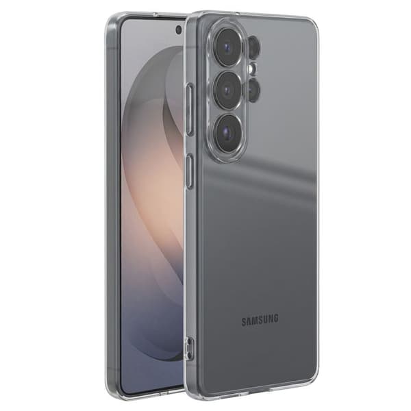 Siliconfodral för Galaxy S26 Ultra med upphöjd kameraskydd, transparent Vit