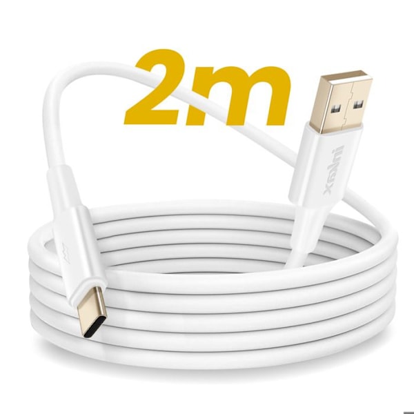 USB-kaapeli USB C:hen lataus ja synkronointi 2m Inkax Valkoinen