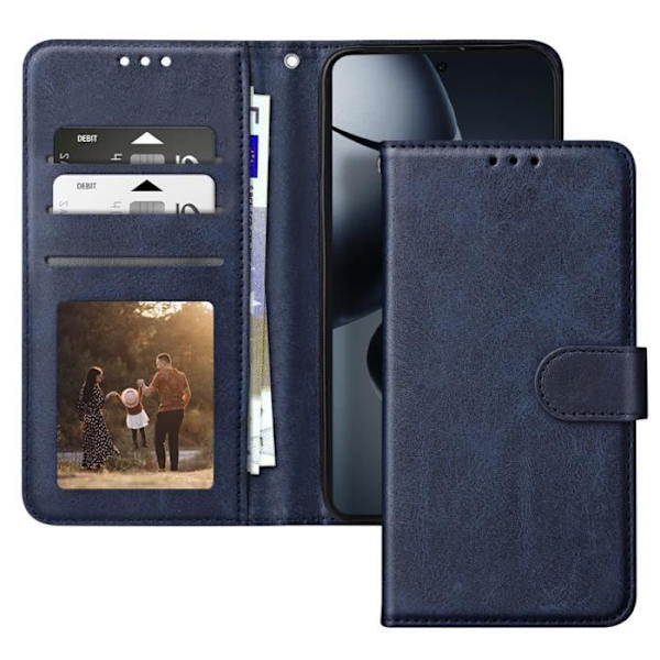 Fodral för Xiaomi 14T Pro Wallet Flip och Stable Video Support Midnight Blue Blå