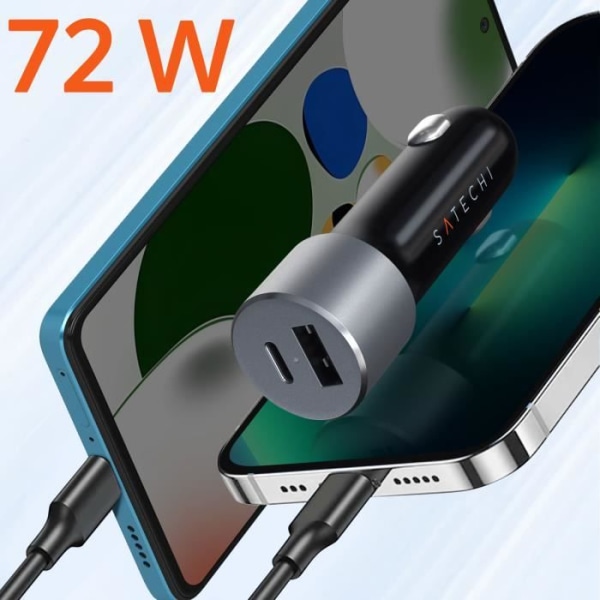 Ladestation til bil - Satechi - 72W - USB-C PD - USB - Indbygget LED-indikator Rymdgrå