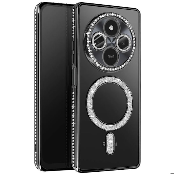 Coque Diamant för Xiaomi Redmi 14C MagSafe Kontur Strass Svart Svart