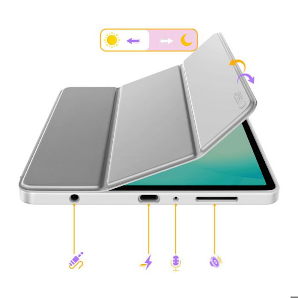 Klapskede til Galaxy Tab A11 med Multi-vinkel Støtte og Auto-Vågn Tech Protect Grå Grå