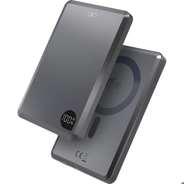 Powerbank MagSafe til iPhone og Qi2 smartphones 15W 5000 mAh Force Power Mørkegrå Grå