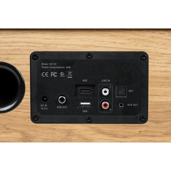 Bluetooth-kaiutin - THOMSON - WS702 - 150W - Puu - RCA, USB, AUX-IN, TV Audio trä och svart