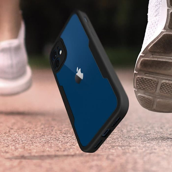 Coque iPhone 12 - AVIZAR - To Plexiglas - Foran Polymer - Forstærkede hjørner - Sort Svart