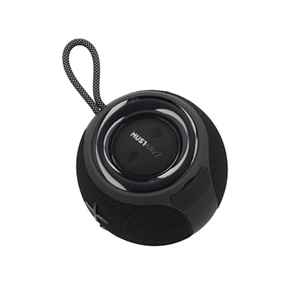 Bærbar Bluetooth-højttaler 20W Sphærisk Musthavz IPX4 Dyb Bas Grab 'N Go Sort Svart