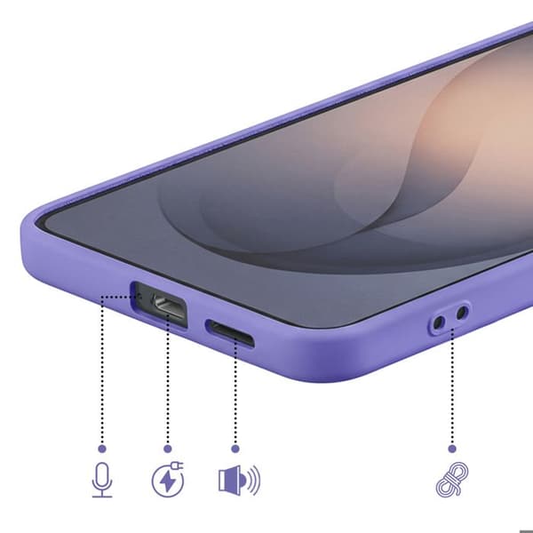Silicone Soft-Touch-fodral för Galaxy S26 med mikrofiberfoder i lila Violett