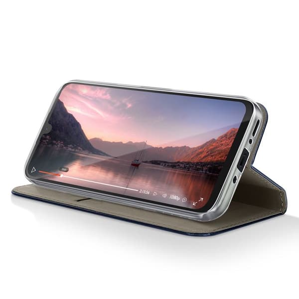 Fodral med lock - AVIZAR - Galaxy A17 - Magnetisk - Kortfack - Ställfunktion Mörkblå Blå