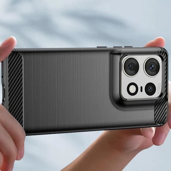 Taske til Motorola Edge 50 Pro - AVIZAR - Carbon og børstet effekt - Sort Svart