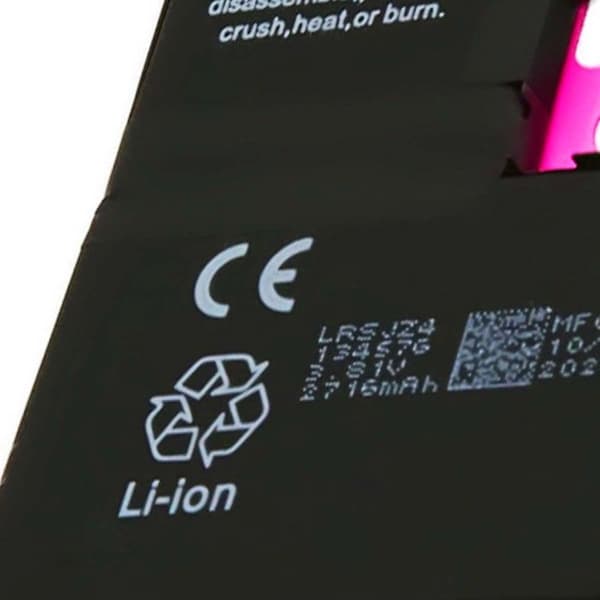 Erstatningsbatteri til iPhone X Li-Polymer 3,81V 2716mAh 10,3Wh Sort Svart