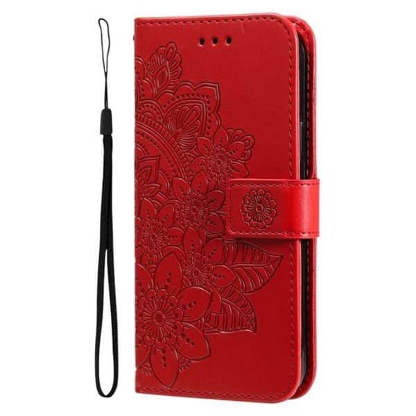 Plånboksfodral för Xiaomi Redmi 17C 5G Mandala-mönster med Stöd Röd Röd