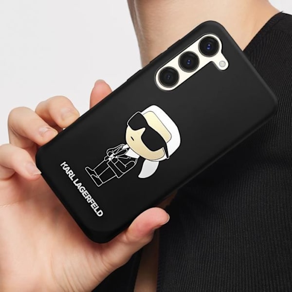 Taske til Samsung Galaxy S23 - KARL LAGERFELD - Bi-materiale - Ikoniske illustrationer - Forhøjede kanter Svart