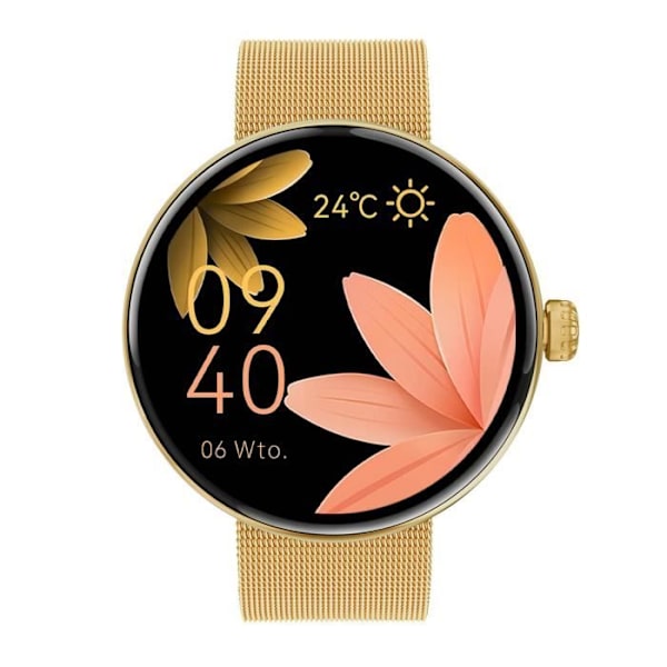 Elegant Women's Connected Watch Health Tracking Bluetooth Call Forever Gold Gul