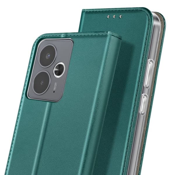 Foliofodral för Realme 14T / P3 med kortfack och videostöd i grangrön Grön