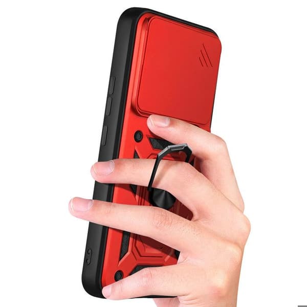 Coque Ring til Redmi Note 15 Pro Plus 5G med Skydelåg til Kamera Mayaxess Rød Röd