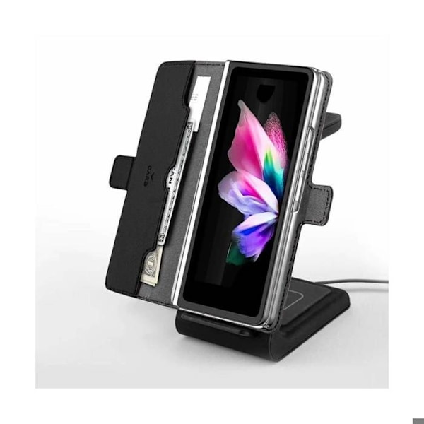 Magnetisk Folio Etui til Galaxy Z Fold 6 med Billetopbevaring Mercury Sort Svart