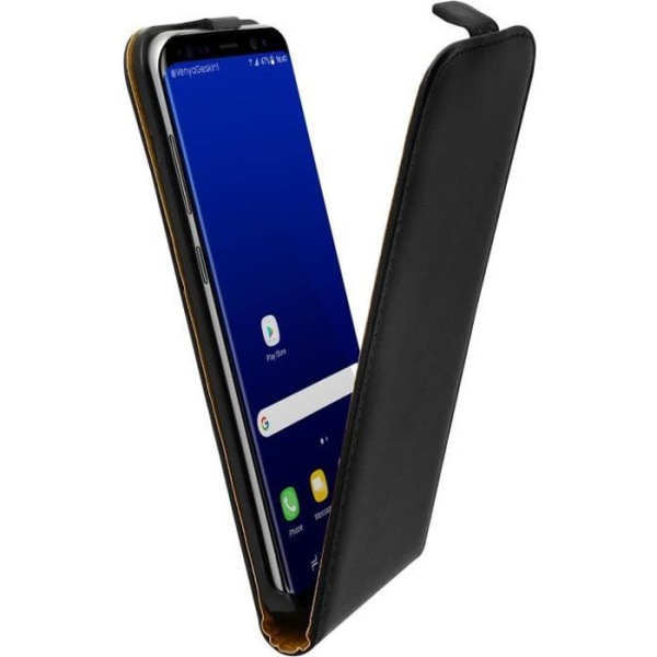Housse Clapet Vertical Læder - AVIZAR - Samsung Galaxy S8 Plus - Fuld beskyttelse - Sort - Klap Svart
