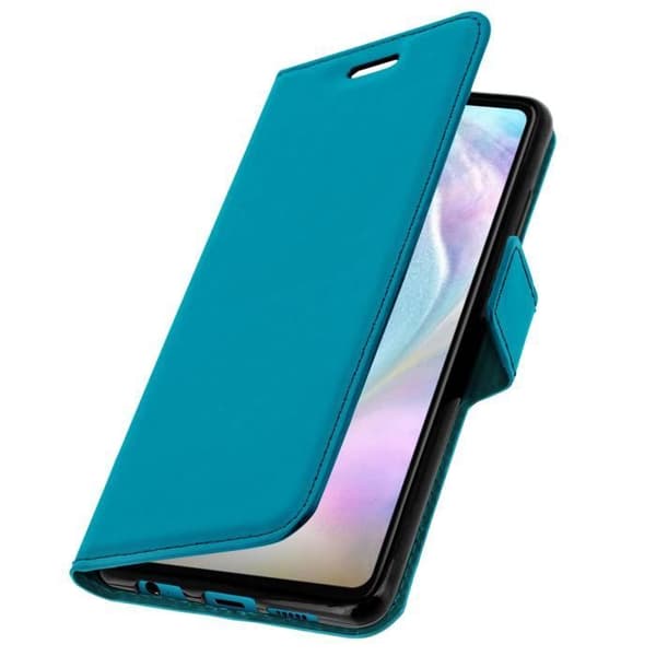 Housse - Huawei - P30 - Øko-læder - Pung - Video Support - Blå Blå