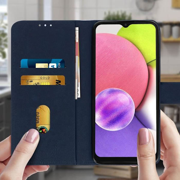 Samsung Galaxy A03S - AVIZAR - Lompakkokotelo - Video-tukifunktio - Syvänsininen Midnattsblå