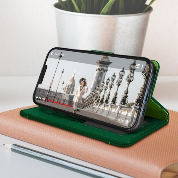 iPhone 13 Mini Plånboksfodral Flerfack Videostöd Grön Grön