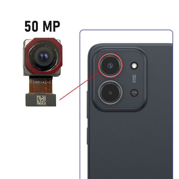 Erstatningskamera bagpå 50MP til Redmi 15C / Poco C85 Sort Svart