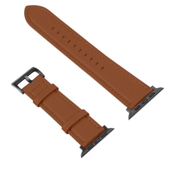 Rem til Apple Watch - AVIZAR - Litchi-kornet læder - Brun - Justerbar og behagelig kastanj