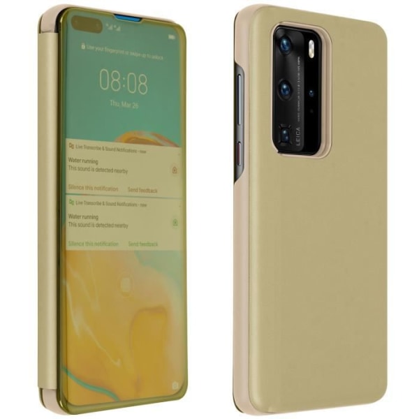 Huawei P40 Pro Cover Translucent Flip Mirror Design Video Support Guldgul