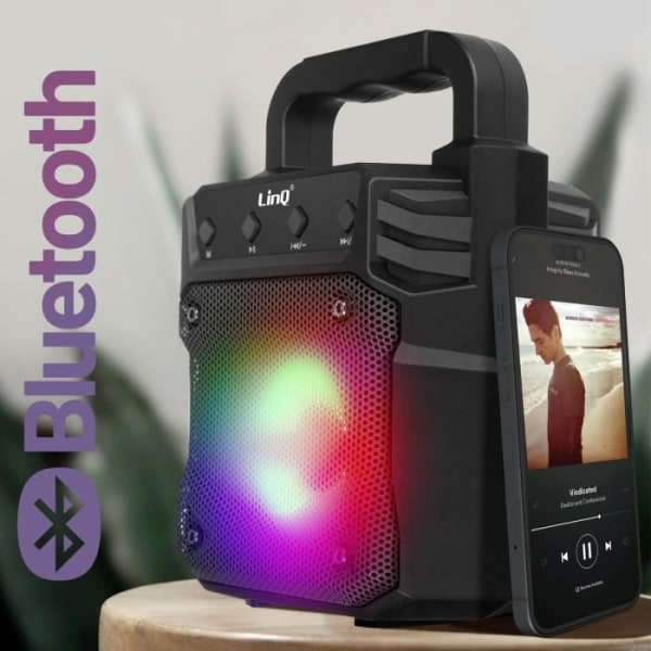 LinQ Black Wireless Light Speaker - Kompakt och bärbar design Svart
