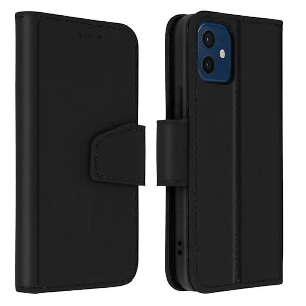 iPhone 12/12 Pro Cover - AVIZAR - Rindsder - Videostøtte - Kortopbevaring - Sort Svart