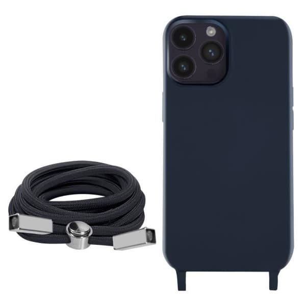 Coque iPhone 14 Pro Max - AVIZAR - Semi-rigid - Nylon snor 80cm - Polycarbonat beskyttelse blå