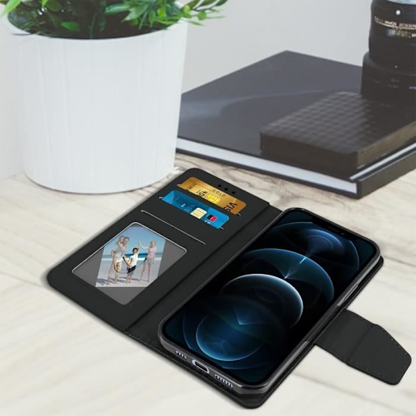 AVIZAR iPhone 12/12 Pro Cover - Folio Wallet Stand Function Sort Svart