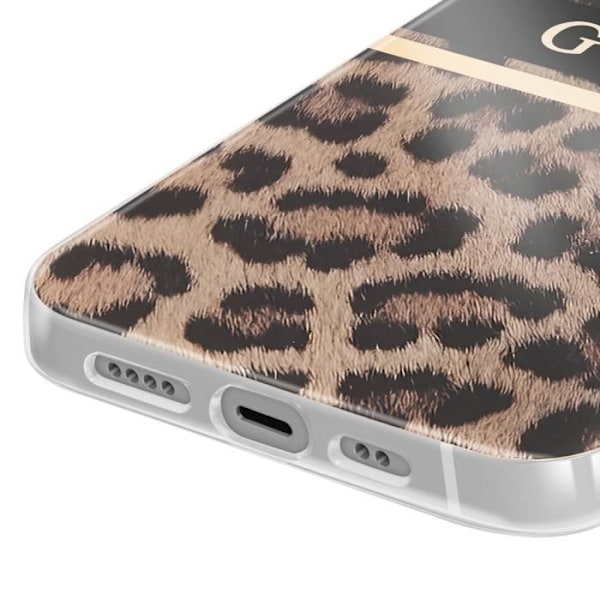 iPhone 13 Mini Leopardfodral med Avtagbar Guess Charm Brun kastanj