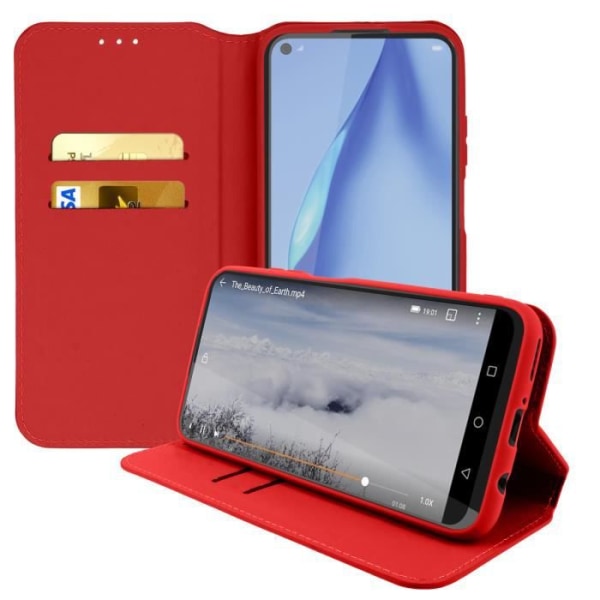 Huawei P40 Lite Case Folio Lompakkoteline Toiminto Punainen Punainen