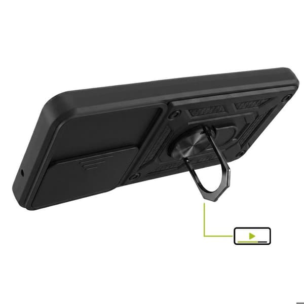 Cover til Galaxy S23 med skydelåg til kamera og magnetring Mayaxess Sort Svart