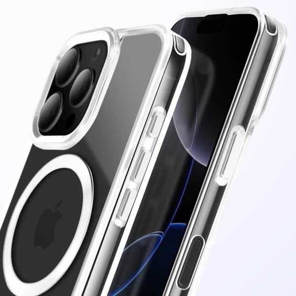 Coque MagSafe för iPhone 16 Pro Baksidan Glas Färg Silver Grå