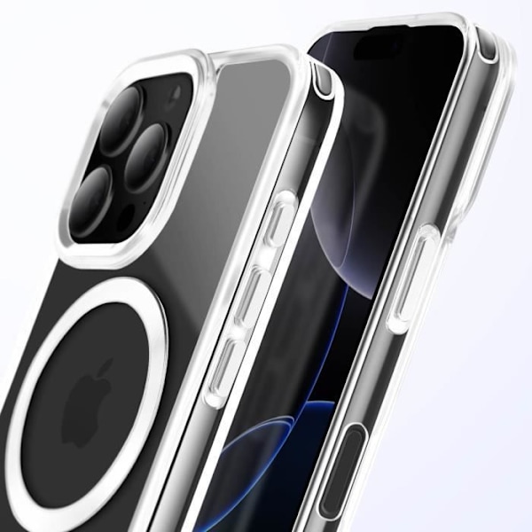 MagSafe-kuori iPhone 16 Pro, läpinäkyvä hopeanvärinen takakuori Grå