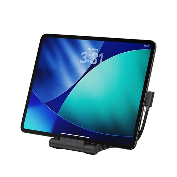 Tablet Stativ - SATECHI - Fleksibelt stativ med USB-C hub - 4K HDMI udgang - SD & USB kortlæser - Sort