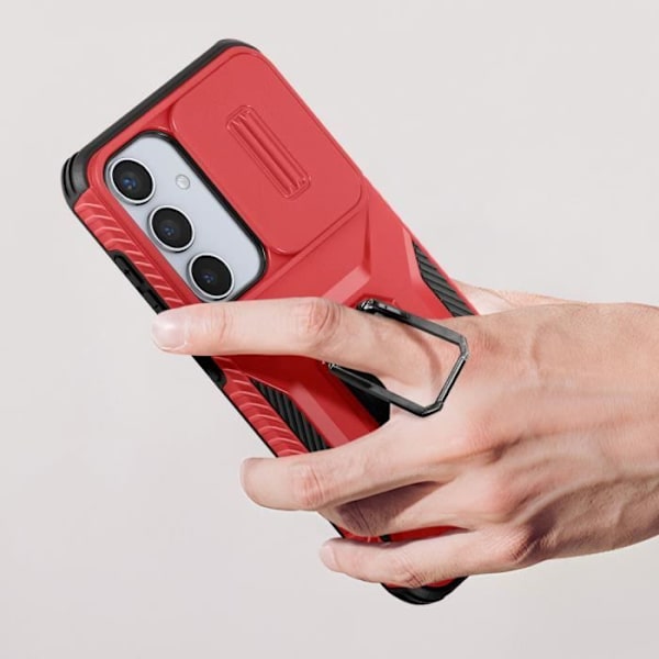 Fodral för Samsung Galaxy S24 Ring Support Camera Cover Röd Röd