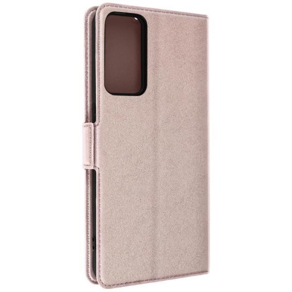 Fodral för TCL 40R 5G Dual Tab Video Stand Card Holder Rose Gold