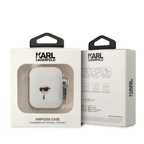 Coque silicone til AirPods 1/2 Karl Head 3D Luxe antichoc Karl Lagerfeld sort Svart