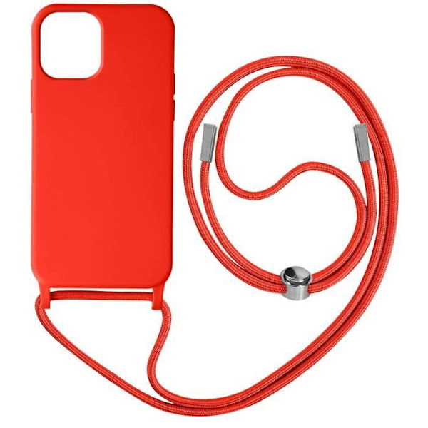 Smartphone cover - AVIZAR - iPhone 12 Pro Max - Semi-rigid - Nylon strap - Red Röd