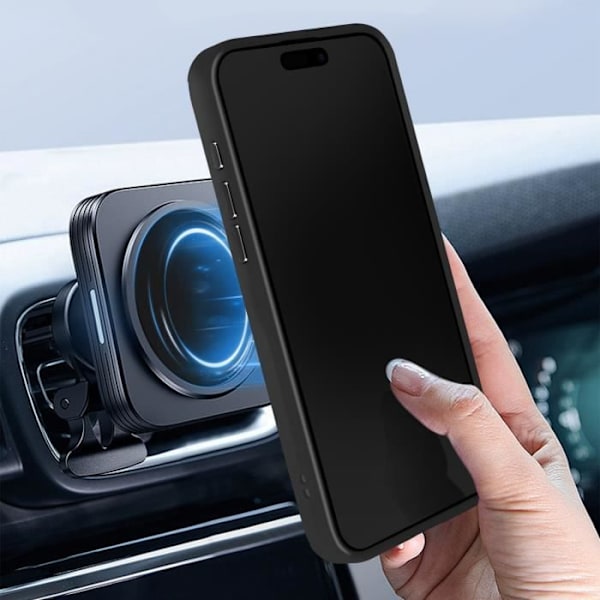 Mobilskal för iPhone 15 Plus - Ringrip - Hybrid - Metallring - Videostöd - Svart Svart
