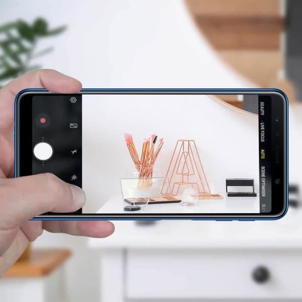 Bagkamera - Samsung - Galaxy A7 2018 - Høj kvalitet - Integreret forbindelseskabel - Sort