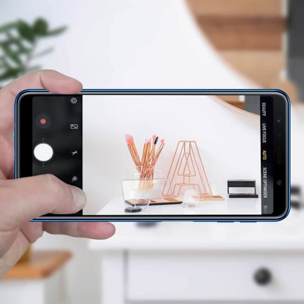 Takakamera - Samsung - Galaxy A7 2018 - Korkea laatu - Integroitu liitäntäkaapeli - Musta