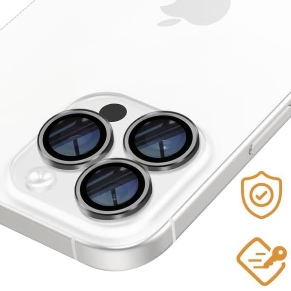 Härdat Glas Kamera - iPhone - 16 Pro Max - Hårdhet 9H - Repfria - Lätt installation Grå