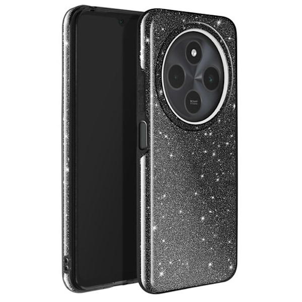 Glitteret cover til Xiaomi Redmi 14C Stødabsorberende Skinnende Sort Svart